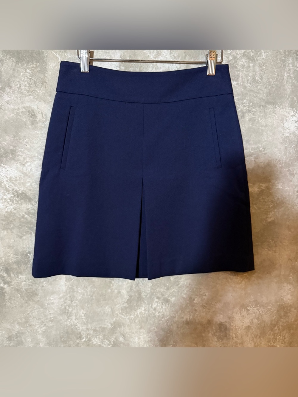 LOFT Navy Midi Skirt with Front Kick Pleat (Love 24)